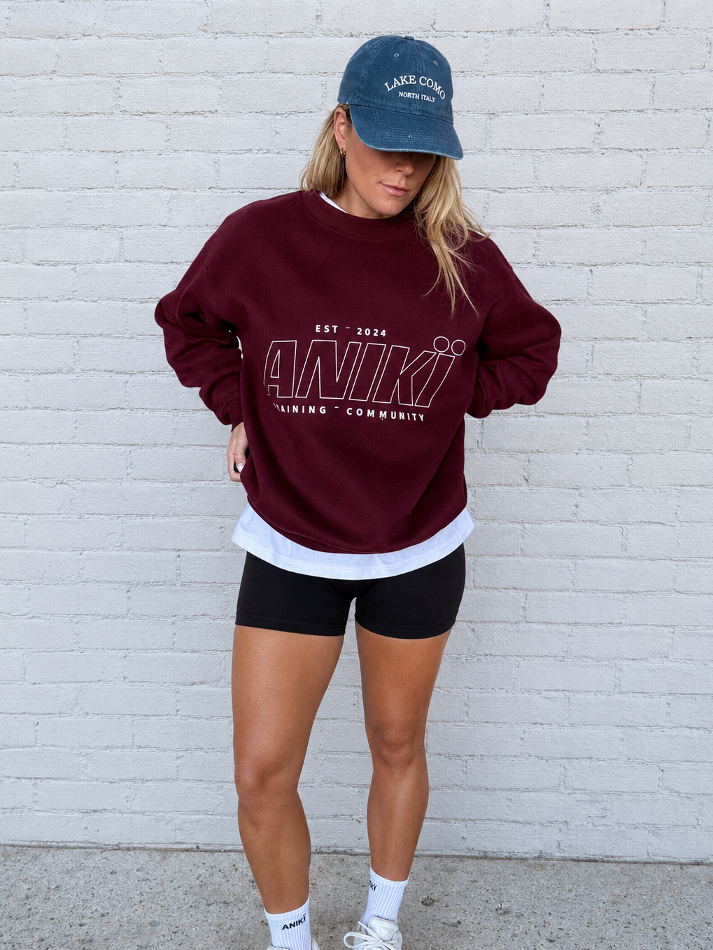 Low Print Crewneck - Wine/Pink