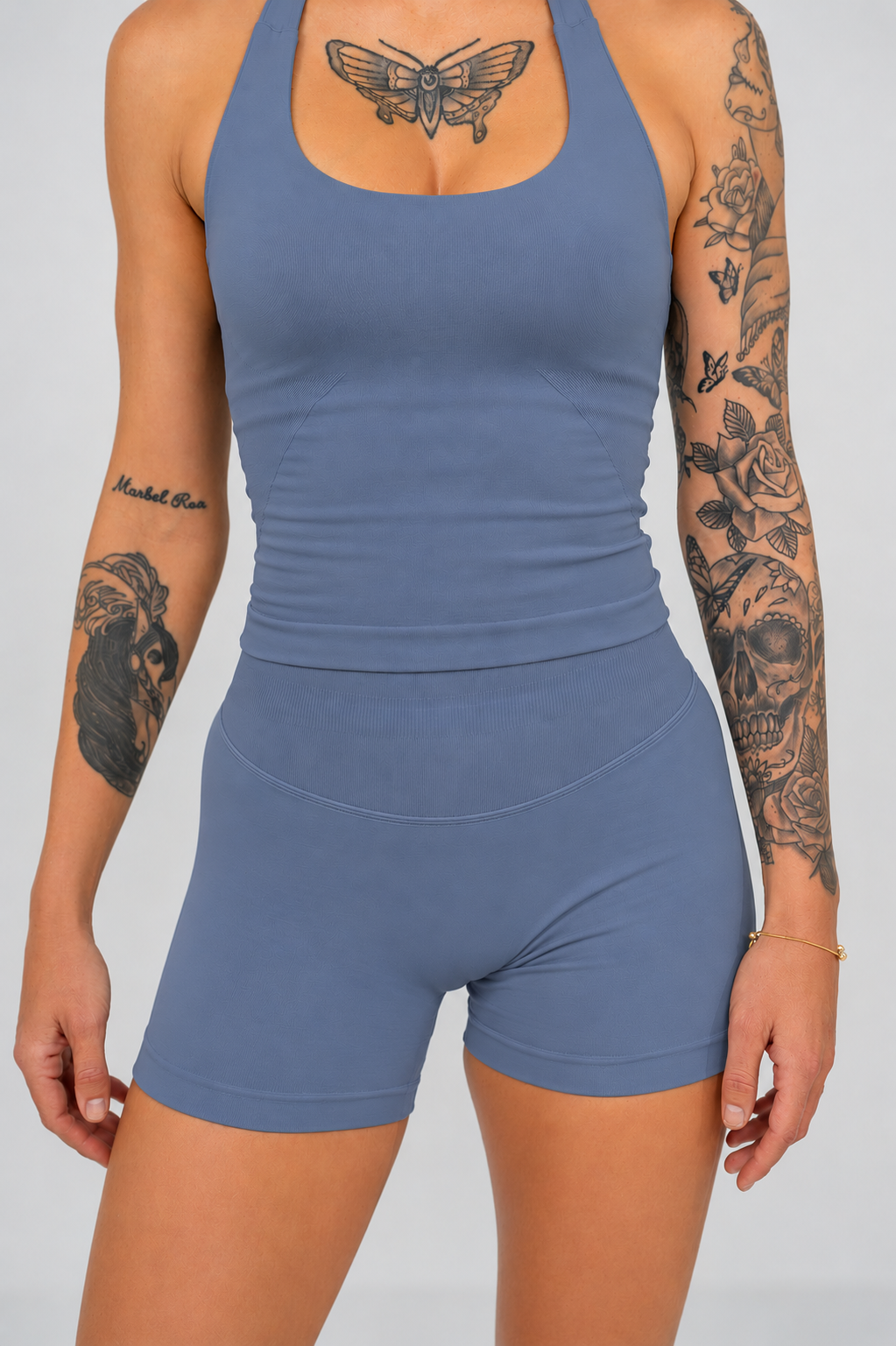 HYPE Halterneck singlet - Steel blue