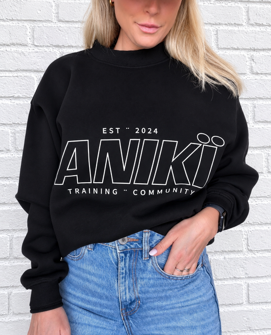 Low Print Crewneck – Black/white