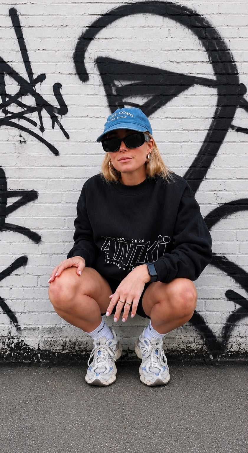 Low Print Crewneck – Black/white